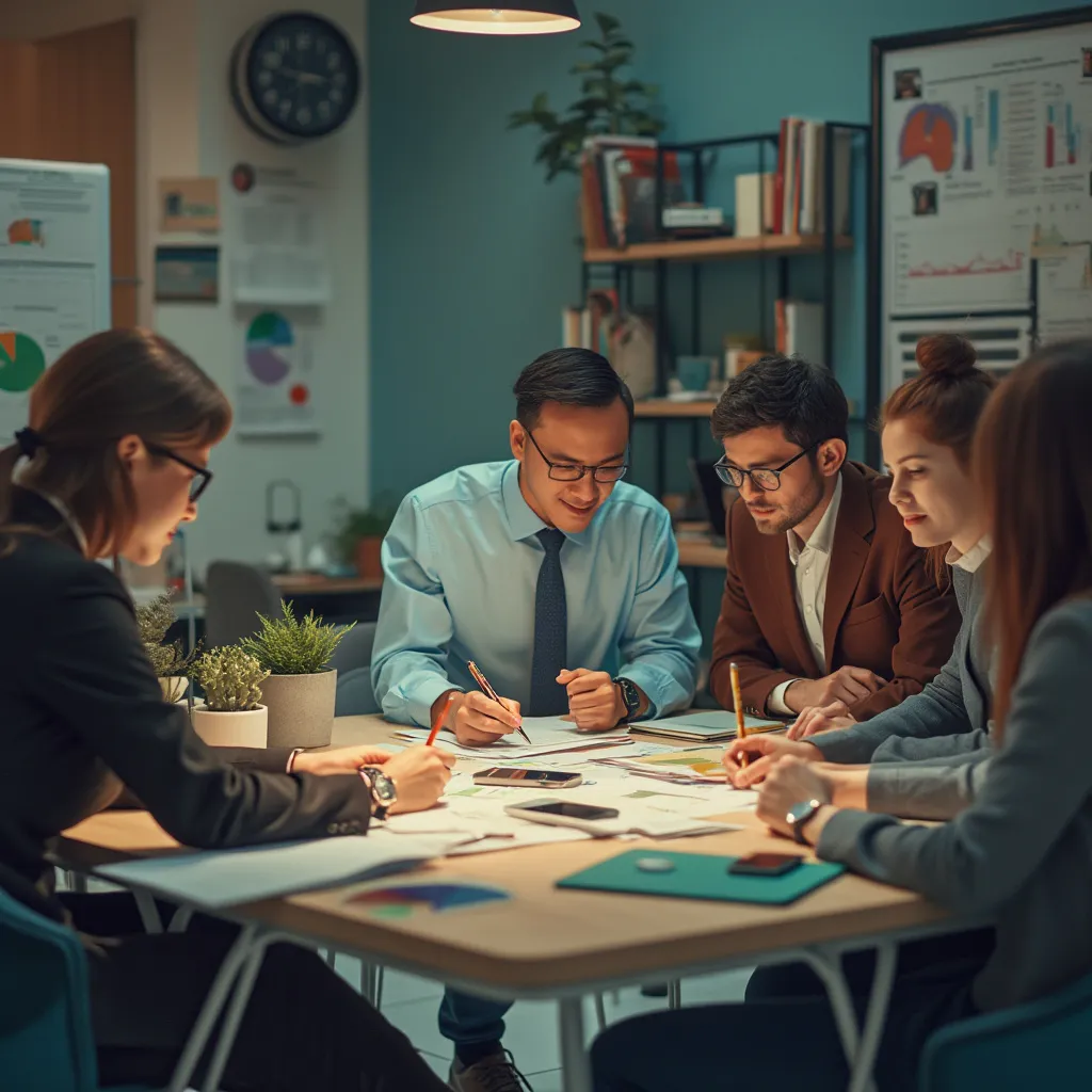 Consultores trabajando junto con el equipo del cliente